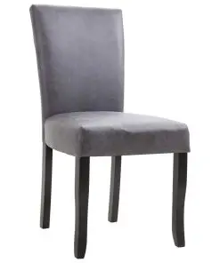 vidaXL Dining Chairs 2 pcs Grey Faux Suede Leather