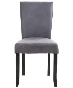 vidaXL Dining Chairs 2 pcs Grey Faux Suede Leather
