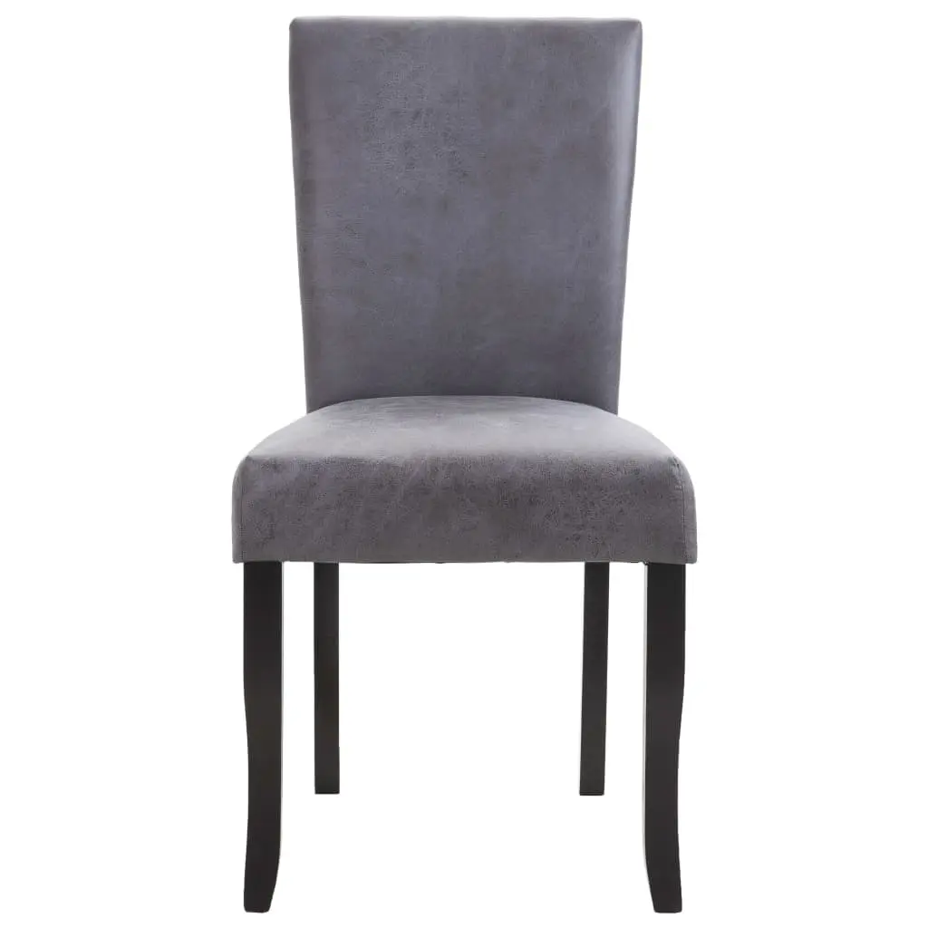vidaXL Dining Chairs 2 pcs Grey Faux Suede Leather