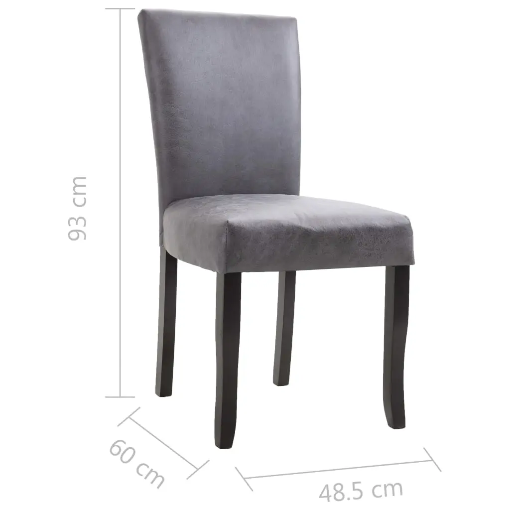 vidaXL Dining Chairs 2 pcs Grey Faux Suede Leather