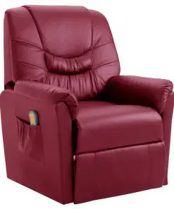 vidaXL Massage Recliner Chair Wine Red Faux Leather
