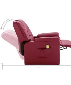 vidaXL Massage Recliner Chair Wine Red Faux Leather