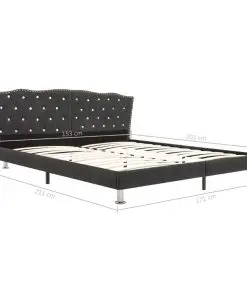 vidaXL Bed Frame Dark Grey Fabric 153×203 cm Queen