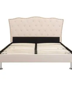 vidaXL Bed Frame Cream Fabric 106×203 cm King Single