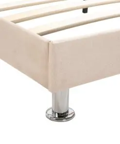 vidaXL Bed Frame Cream Fabric 106×203 cm King Single