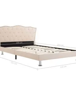 vidaXL Bed Frame Cream Fabric 106×203 cm King Single