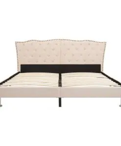 vidaXL Bed Frame Cream Fabric 153×203 cm Queen