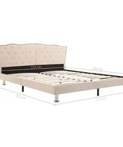 vidaXL Bed Frame Cream Fabric 153×203 cm Queen