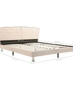 vidaXL Bed Frame Cream Fabric 183×203 cm King