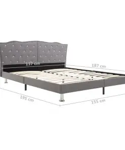 vidaXL Bed Frame Light Grey Fabric 137×187 cm Double