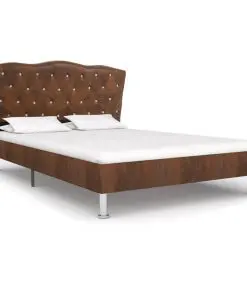vidaXL Bed Frame Brown Fabric 106×203 cm King Single