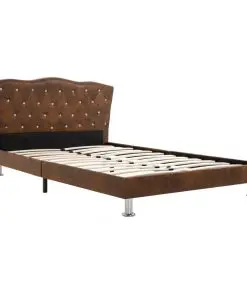 vidaXL Bed Frame Brown Fabric 106×203 cm King Single