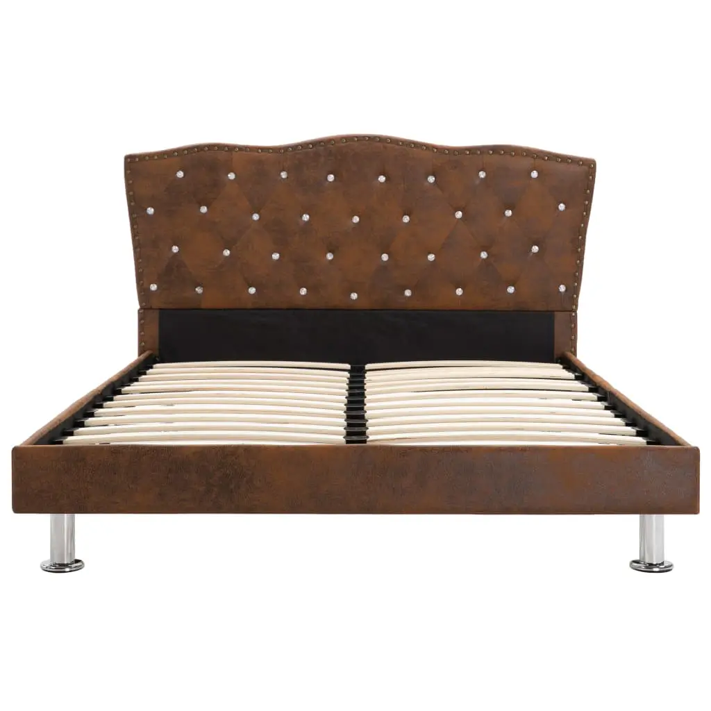 vidaXL Bed Frame Brown Fabric 106×203 cm King Single