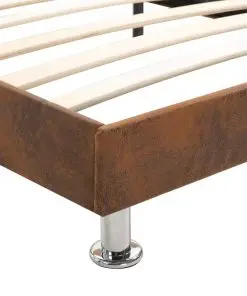 vidaXL Bed Frame Brown Fabric 106×203 cm King Single