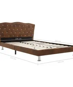 vidaXL Bed Frame Brown Fabric 106×203 cm King Single