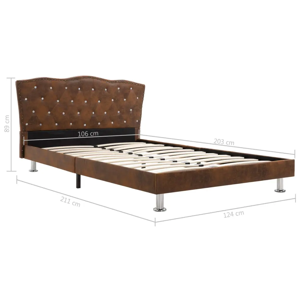 vidaXL Bed Frame Brown Fabric 106×203 cm King Single