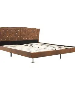 vidaXL Bed Frame Brown Fabric 137×187 cm Double