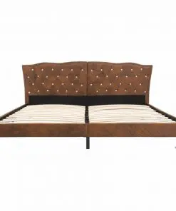 vidaXL Bed Frame Brown Fabric 137×187 cm Double