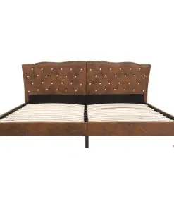 vidaXL Bed Frame Brown Fabric 153×203 cm Queen