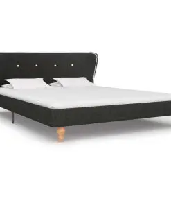 vidaXL Bed Frame Dark Grey Burlap 137×187 cm Double