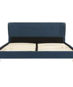 vidaXL Bed Frame Blue Fabric 137×187 cm Double