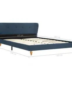 vidaXL Bed Frame Blue Fabric 137×187 cm Double