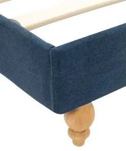 vidaXL Bed Frame Blue Fabric 153×203 cm Queen