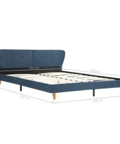 vidaXL Bed Frame Blue Fabric 153×203 cm Queen