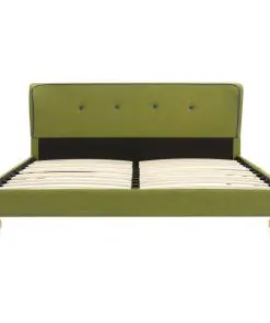 vidaXL Bed Frame Green Fabric 137×187 cm Double