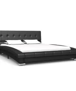 vidaXL Bed Frame Black Faux Leather 106×203 cm King Single