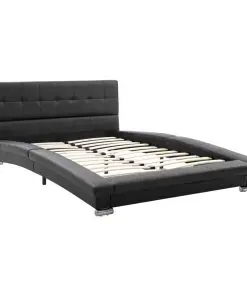 vidaXL Bed Frame Black Faux Leather 106×203 cm King Single