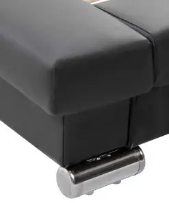 vidaXL Bed Frame Black Faux Leather 106×203 cm King Single