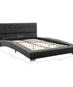 vidaXL Bed Frame Black Faux Leather 106×203 cm King Single