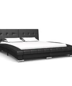 vidaXL Bed Frame Black Faux Leather 137×187 cm Double