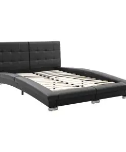 vidaXL Bed Frame Black Faux Leather 137×187 cm Double