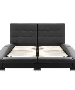 vidaXL Bed Frame Black Faux Leather 137×187 cm Double