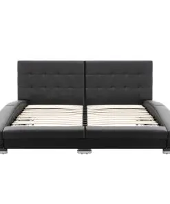 vidaXL Bed Frame Black Faux Leather 153×203 cm Queen
