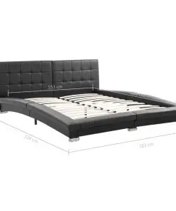 vidaXL Bed Frame Black Faux Leather 153×203 cm Queen