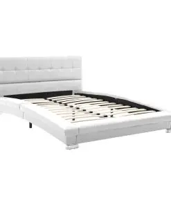 vidaXL Bed Frame White Faux Leather 106×203 cm King Single