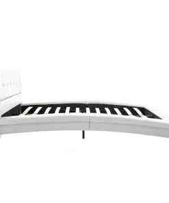 vidaXL Bed Frame White Faux Leather 106×203 cm King Single