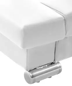vidaXL Bed Frame White Faux Leather 106×203 cm King Single