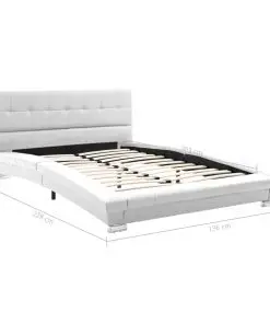 vidaXL Bed Frame White Faux Leather 106×203 cm King Single