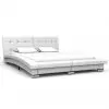 vidaXL Bed Frame White Faux Leather 137×187 cm Double