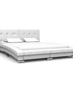 vidaXL Bed Frame White Faux Leather 137×187 cm Double