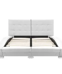 vidaXL Bed Frame White Faux Leather 137×187 cm Double