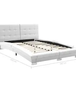 vidaXL Bed Frame White Faux Leather 137×187 cm Double