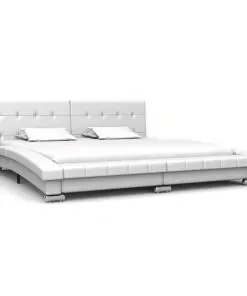 vidaXL Bed Frame White Faux Leather 153×203 cm Queen