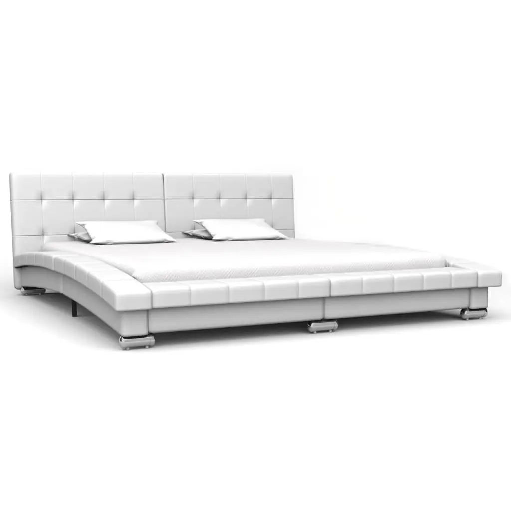 vidaXL Bed Frame White Faux Leather 153×203 cm Queen