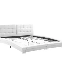 vidaXL Bed Frame White Faux Leather 153×203 cm Queen