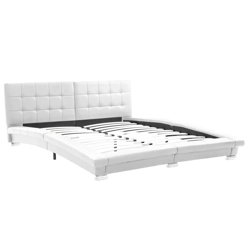 vidaXL Bed Frame White Faux Leather 153×203 cm Queen